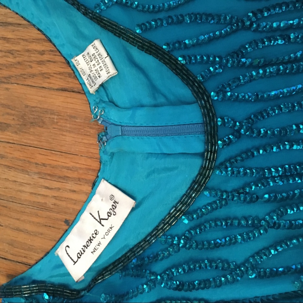 Vintage Teal Sequin Dress Eras Tour Medium Rare - Picture 3 of 11
